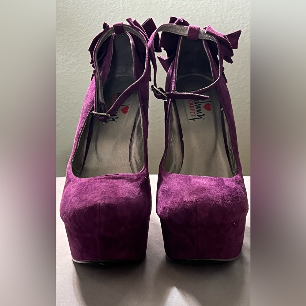 Luichiny Purple Suede Platform Wedges